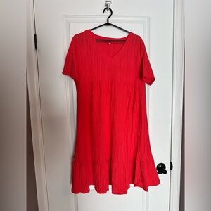 Red V-Neck Mini Sun Dress